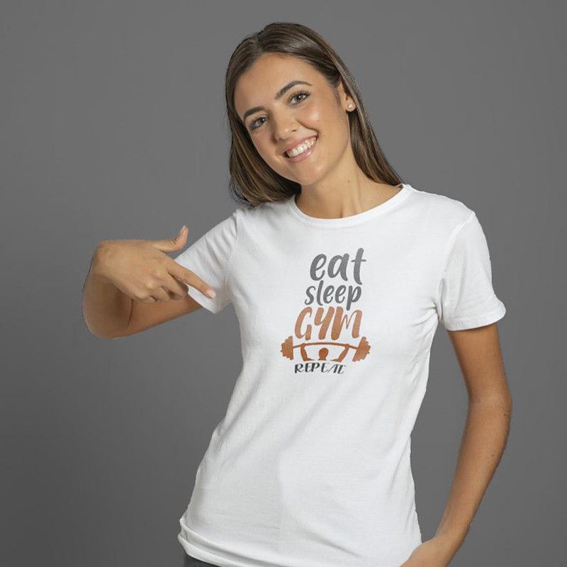 100% Cotton Round Neck Half Sleeves T-shirt for Women. (Gym_013) Women Printed Round Neck Cotton Blend White T-Shirt