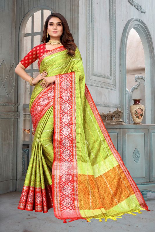 Thanjavur Jacquard, Pure Silk Saree  (Green)