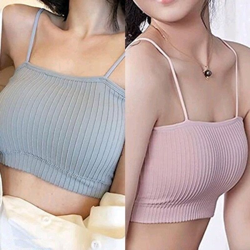 Women Bralette Lightly Padded Bra  (Pink, Grey)