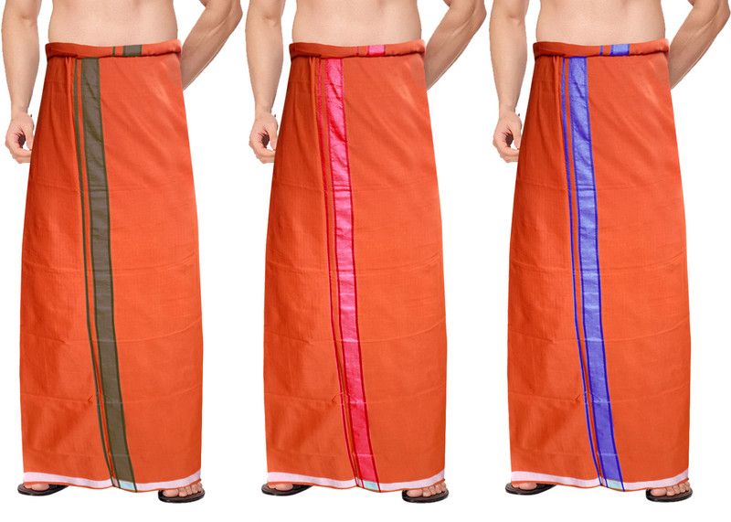 Feather Green Solid, Striped Multicolor, Orange Lungi