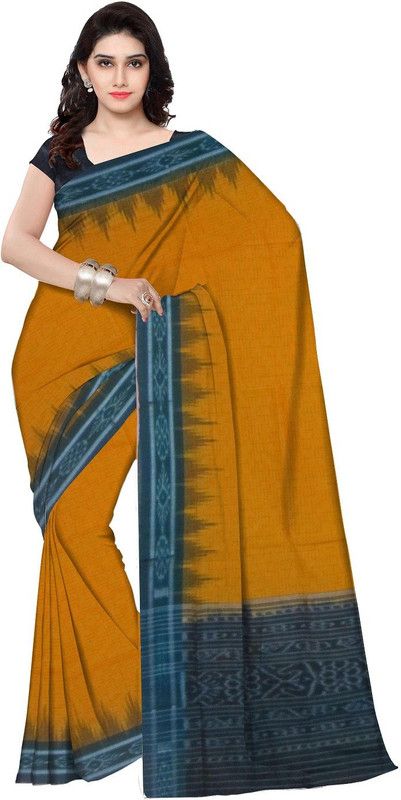 Self Design Sambalpuri Pure Cotton Saree  (Yellow)