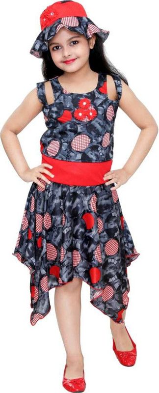 Girls Party(Festive) Dress Cap  (Grey)