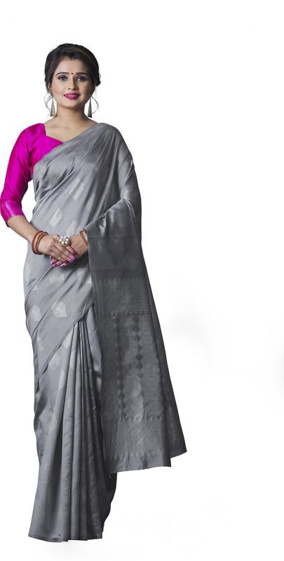 Self Design Bollywood Jacquard Saree  (Grey)