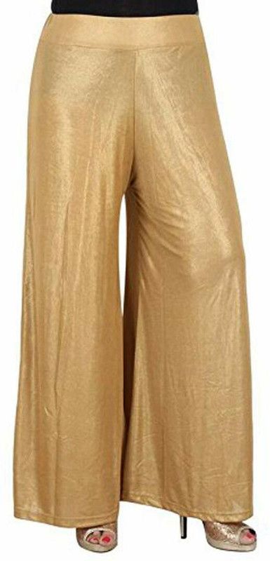 Women Relaxed Gold Viscose Rayon Trousers