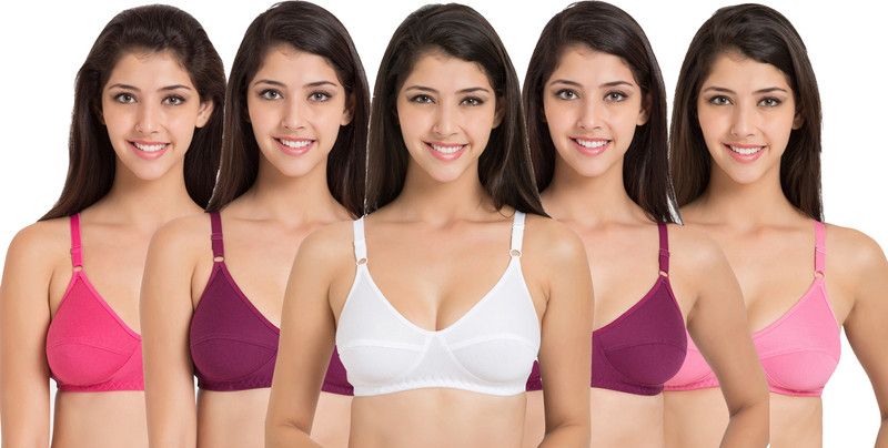 Pack of 5 Women Full Coverage Non Padded Bra  (Pink, White, Pink, Purple)