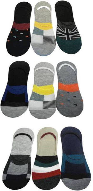Unisex Color Block Peds/Footie/No-Show  (Pack of 9)
