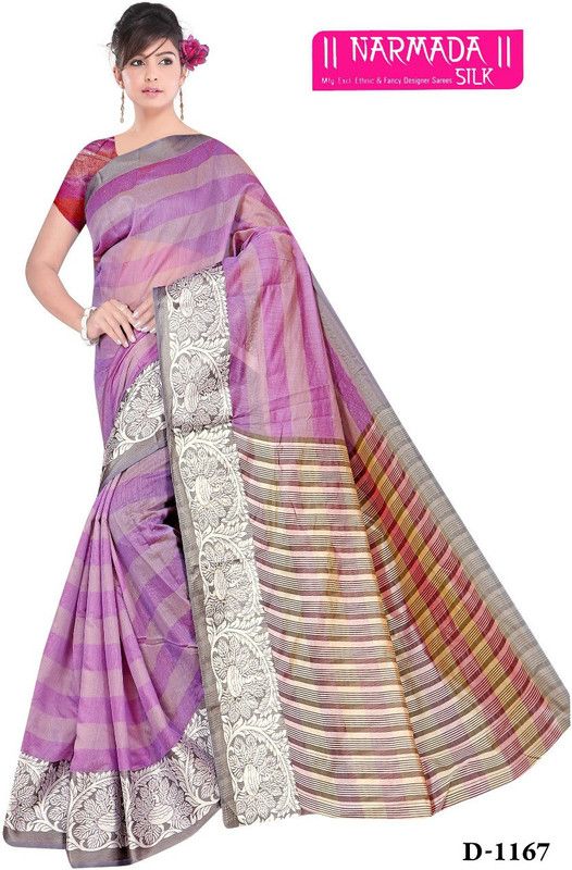 Fashion Cotton Blend, Cotton Silk Saree  (Purple)