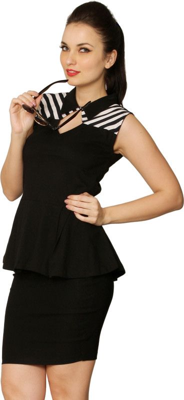 Party Sleeveless Geometric Print Women Black Top