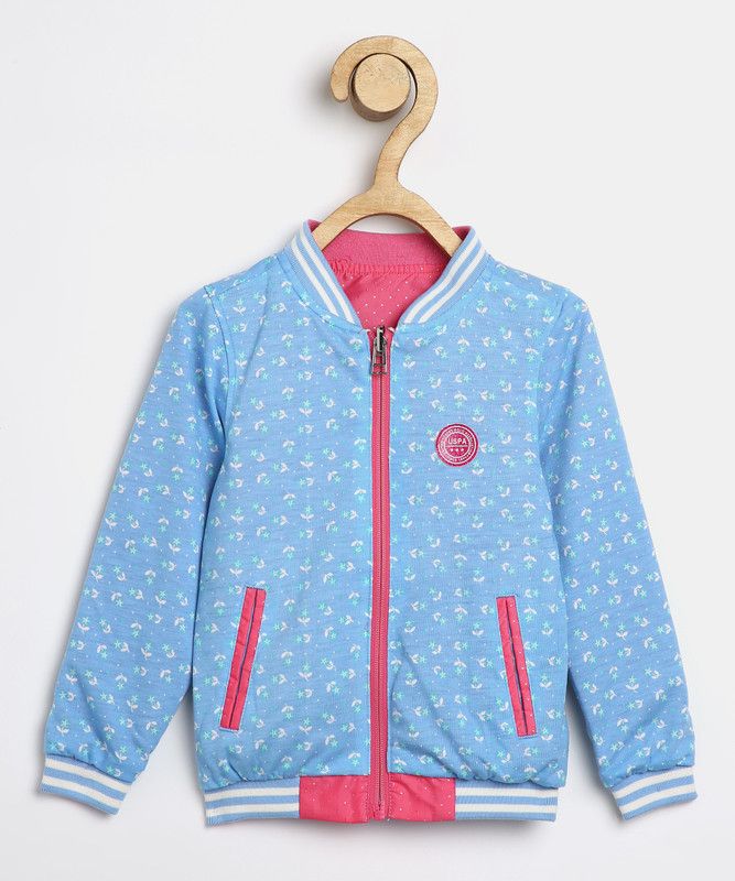 Girls Floral Print Bomber Jacket