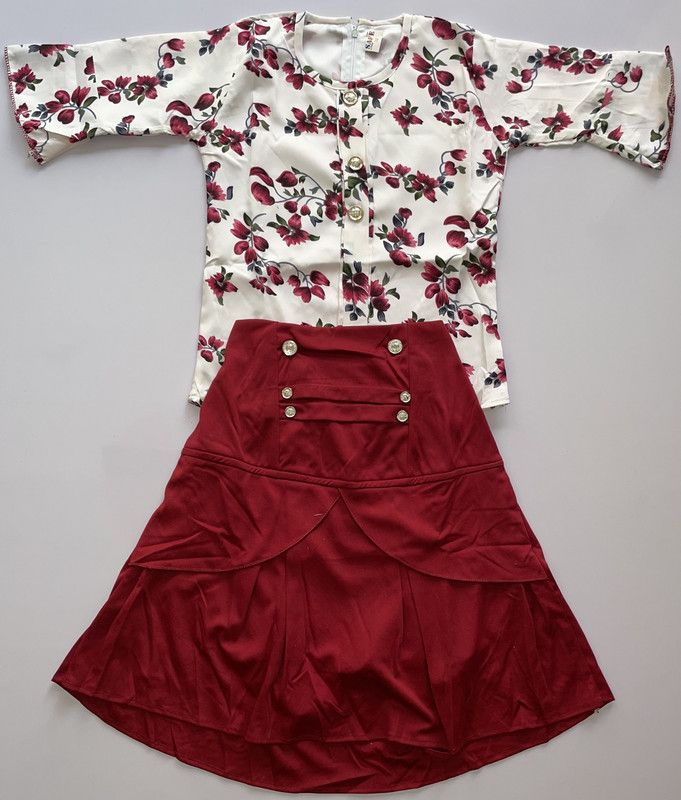Baby Girls Party(Festive) Top Skirt  (Red)