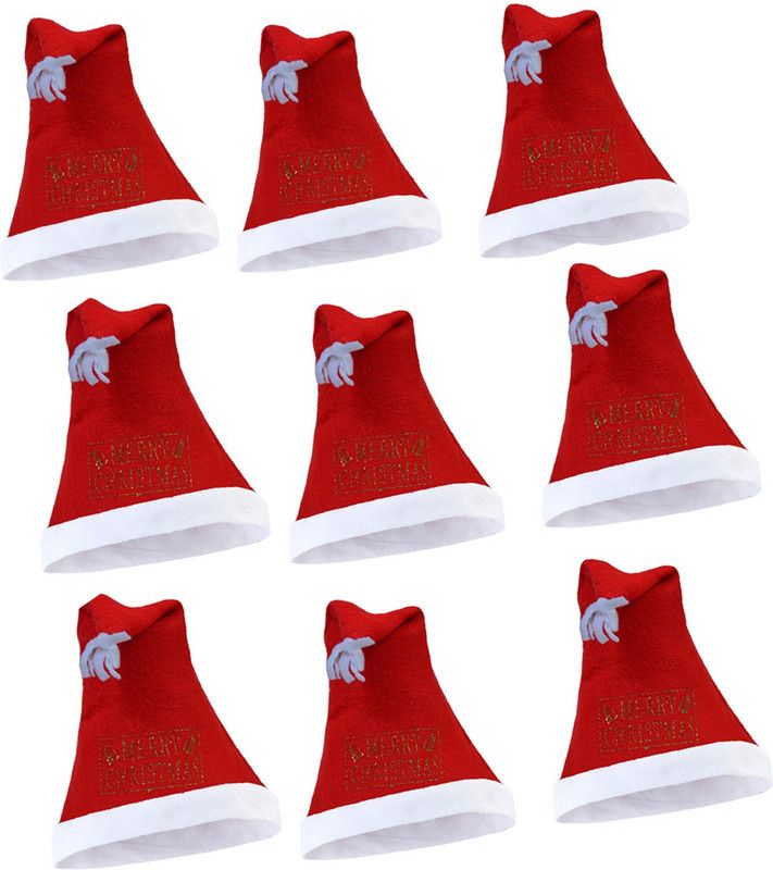 Printed Santa Cap  (Pack of 9)