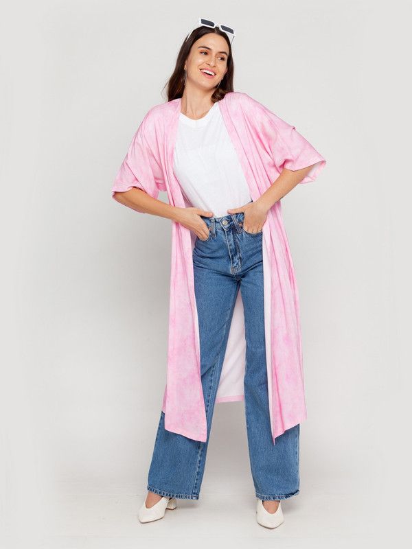 Women Half Sleeve Pink Shrug