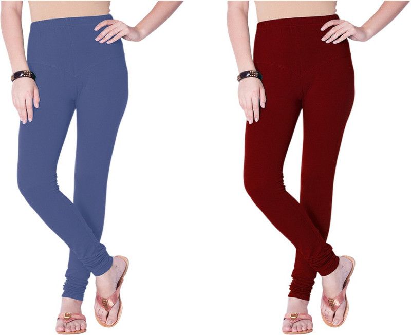 YIGIT Churidar Western Wear Legging  (Light Blue, Maroon, Solid)