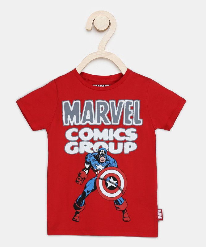 Avengers Girls Cotton Blend Top  (Red, Pack of 1)