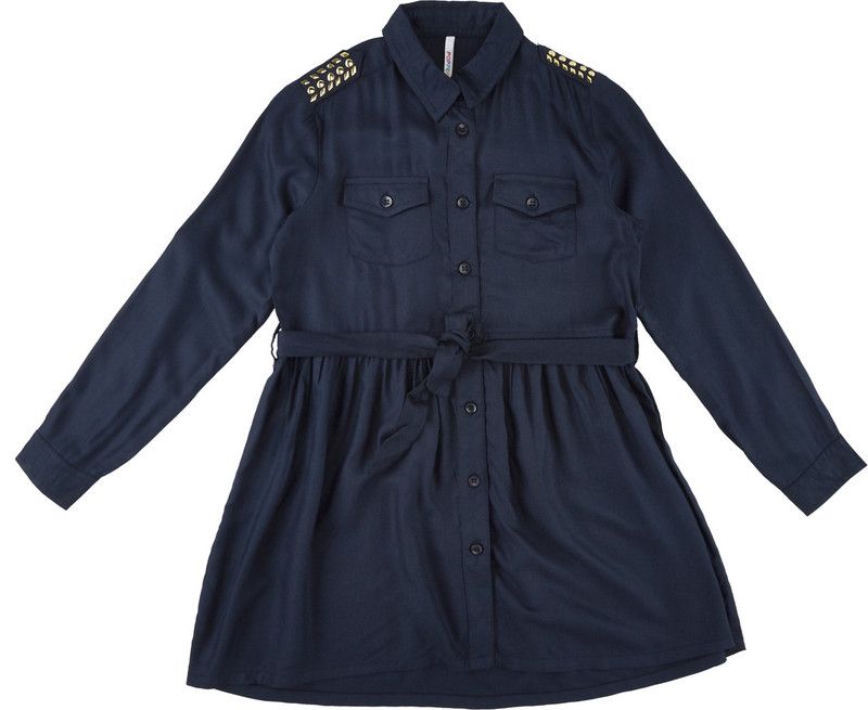 Girls Cotton Blend Shirt Style Top  (Blue, Pack of 1)