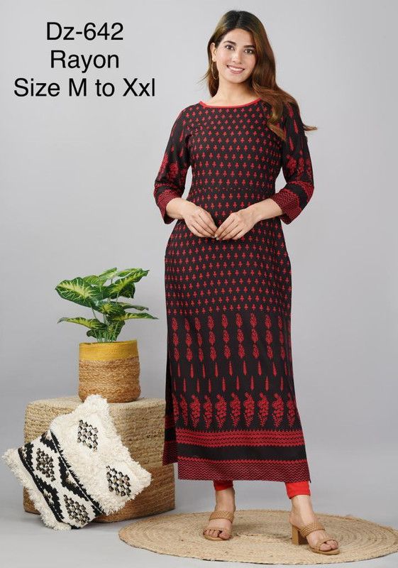 Women Applique Viscose Rayon Straight Kurta  (Yellow)