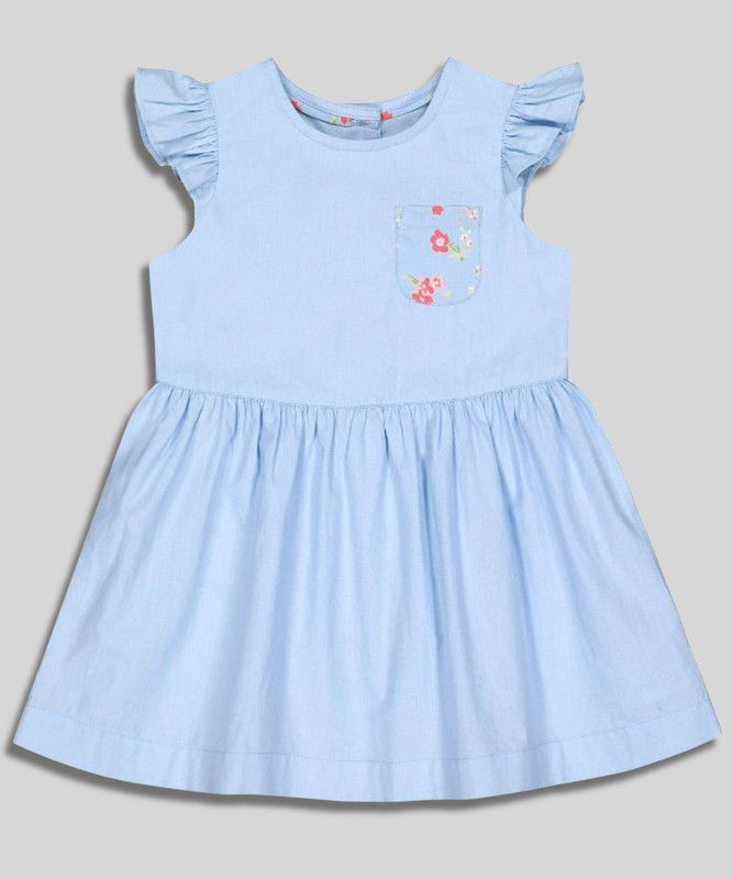 Baby Girls Midi/Knee Length Casual Dress  (Blue, Half Sleeve)