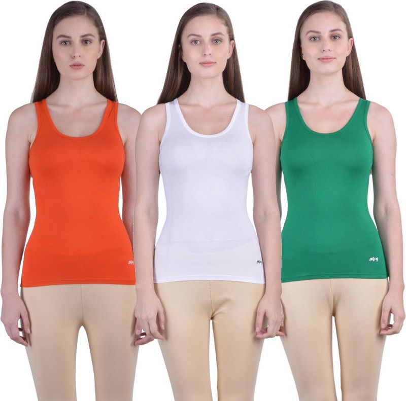 Women White, Green, Orange Tank Top/Vest