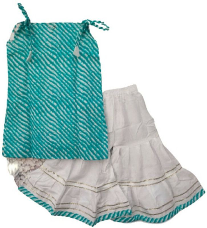 Baby Girls Rayon Kurta and Trouser Set  (Pack of 1)