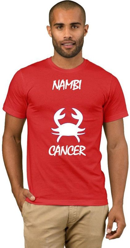 Nambi Zodiac Cancer Style Fashion V06 Men Printed Round Neck Cotton Blend Red, White T-Shirt