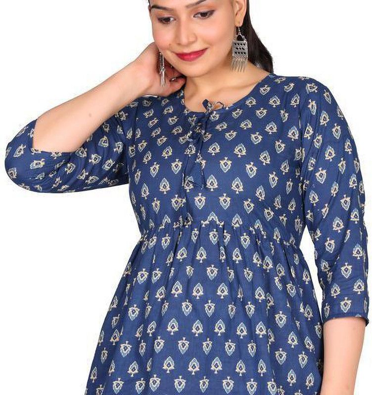 Pack of 2 Women Printed Cotton Blend Ethnic Dress  (Dark Blue)