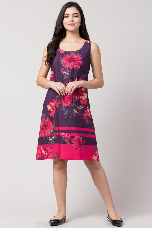 Women A-line Pink, Purple Dress