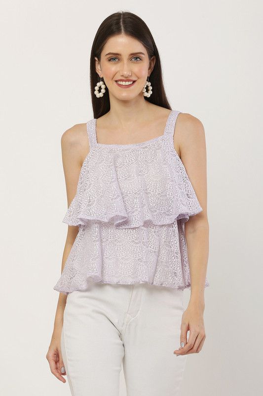 Casual Self Design Women Purple Top
