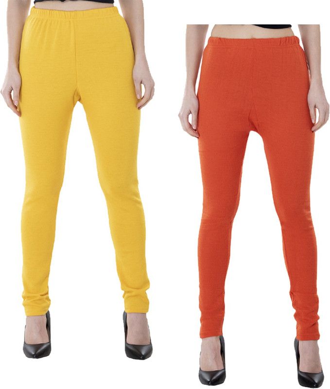 KAVYA Ankle Length Ethnic Wear Legging  (Orange, Yellow, Solid)