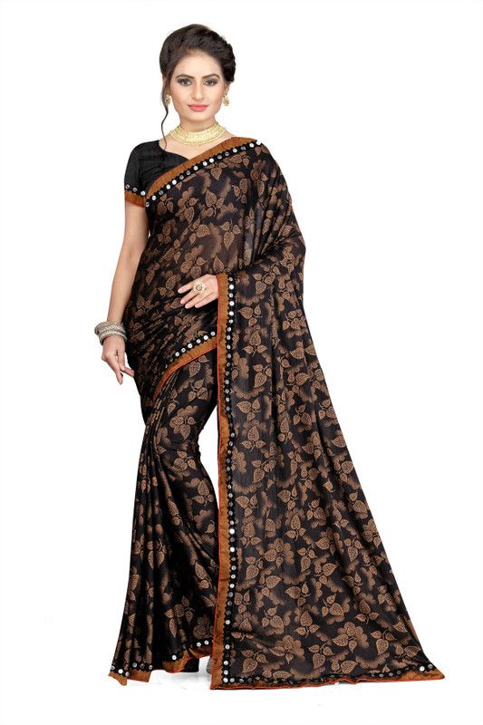 Floral Print Bollywood Lycra Blend Saree  (Multicolor)