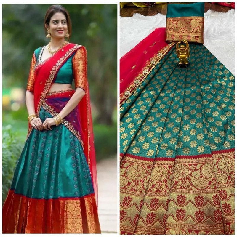 Solid, Self Design Semi Stitched Lehenga Choli  (Multicolor)
