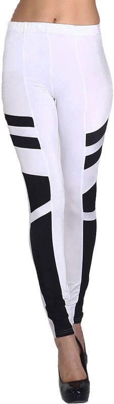 Boldgal Ankle Length Western Wear Legging  (White, Solid)