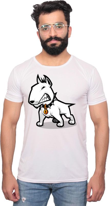 NNCPL--1701017 -L Men Graphic Print Round Neck Polyester White T-Shirt