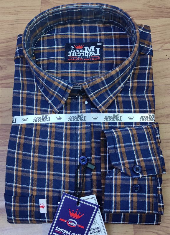 Men Checkered Casual Brown, Blue Shirt