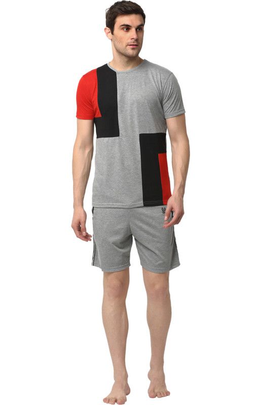 Men Colorblock Multicolor Night Suit Set
