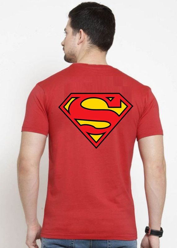 Black Side Printed New 100% Cotton T shirt S PRINTED Men Printed Round Neck Cotton Blend Red T-Shirt