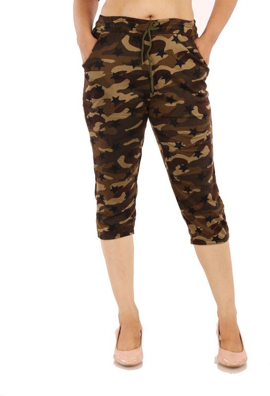 Girl Army Capri Women Multicolor, Light Green Capri