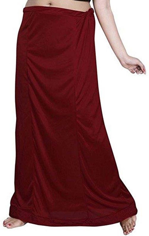 Quickcollection Women's Maroon Petticoat/Skirts/Shape Wear for Saree Satin Blend Petticoat  (Free)