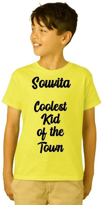 Boys Printed, Graphic Print Cotton Blend T Shirt  (Yellow, Pack of 1)