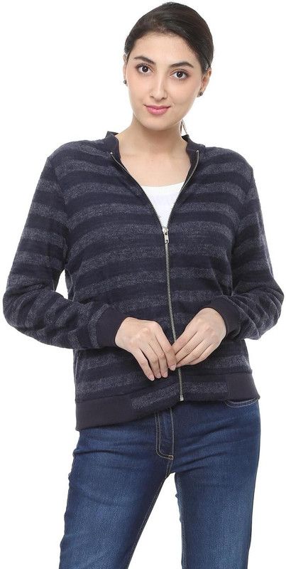 People Navy Jacket Women Striped Casual Jacket