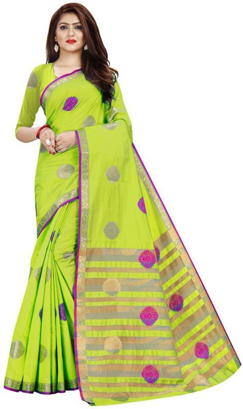 Embellished Kanjivaram Jacquard Saree  (Light Green)