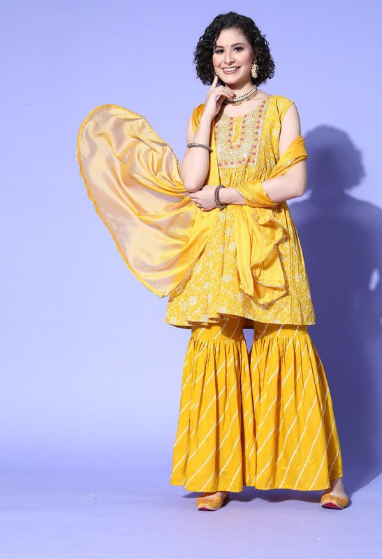Women Kurta and Skirt Set Cotton Blend