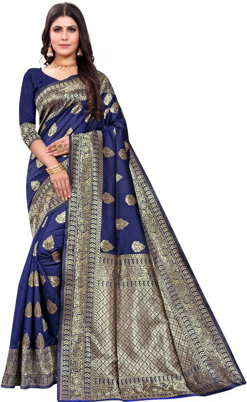 Self Design Bollywood Pure Silk, Art Silk Saree  (Blue)
