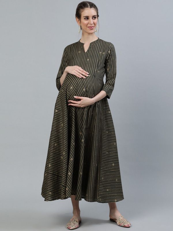 Women Printed Pure Cotton A-line Kurta  (Grey)