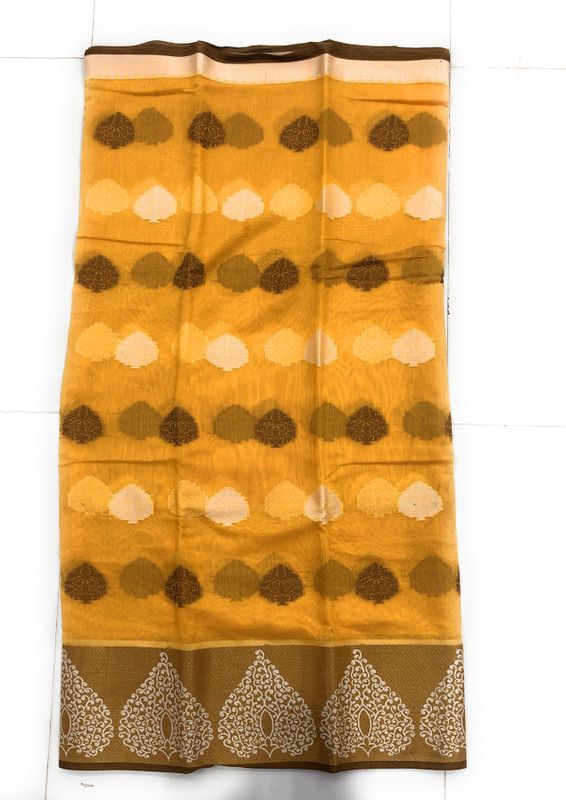 Digital Print Paithani Cotton Silk Saree  (Yellow)
