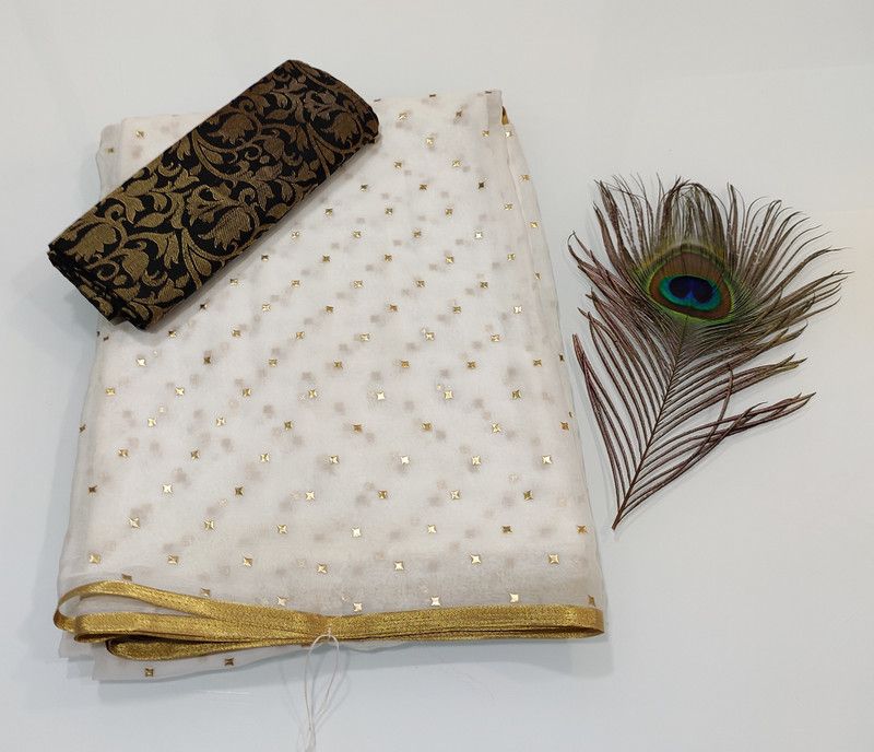 Bollywood Chiffon Saree  (White)