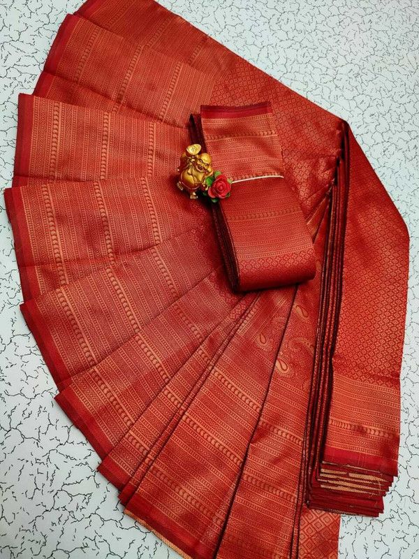 Checkered, Self Design, Striped Kanjivaram Art Silk Saree  (Multicolor)