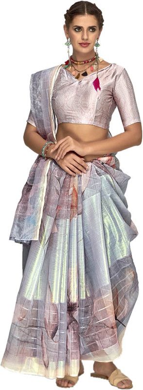 Digital Print Bollywood Jacquard Saree  (Multicolor)