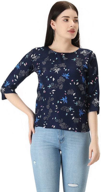 Pack of 2 Casual Regular Sleeves Floral Print Women Blue Top