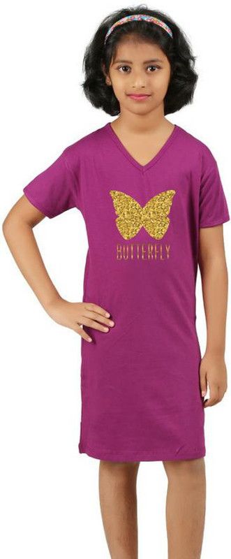 Girls Cotton Jersey Tunic Top  (Pink, Pack of 1)