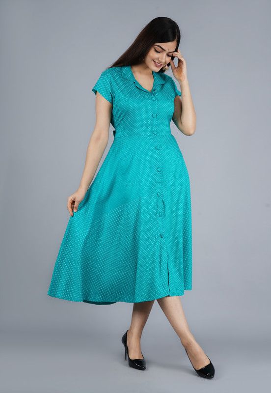 Women Polka Print Kurta  (Light Green)